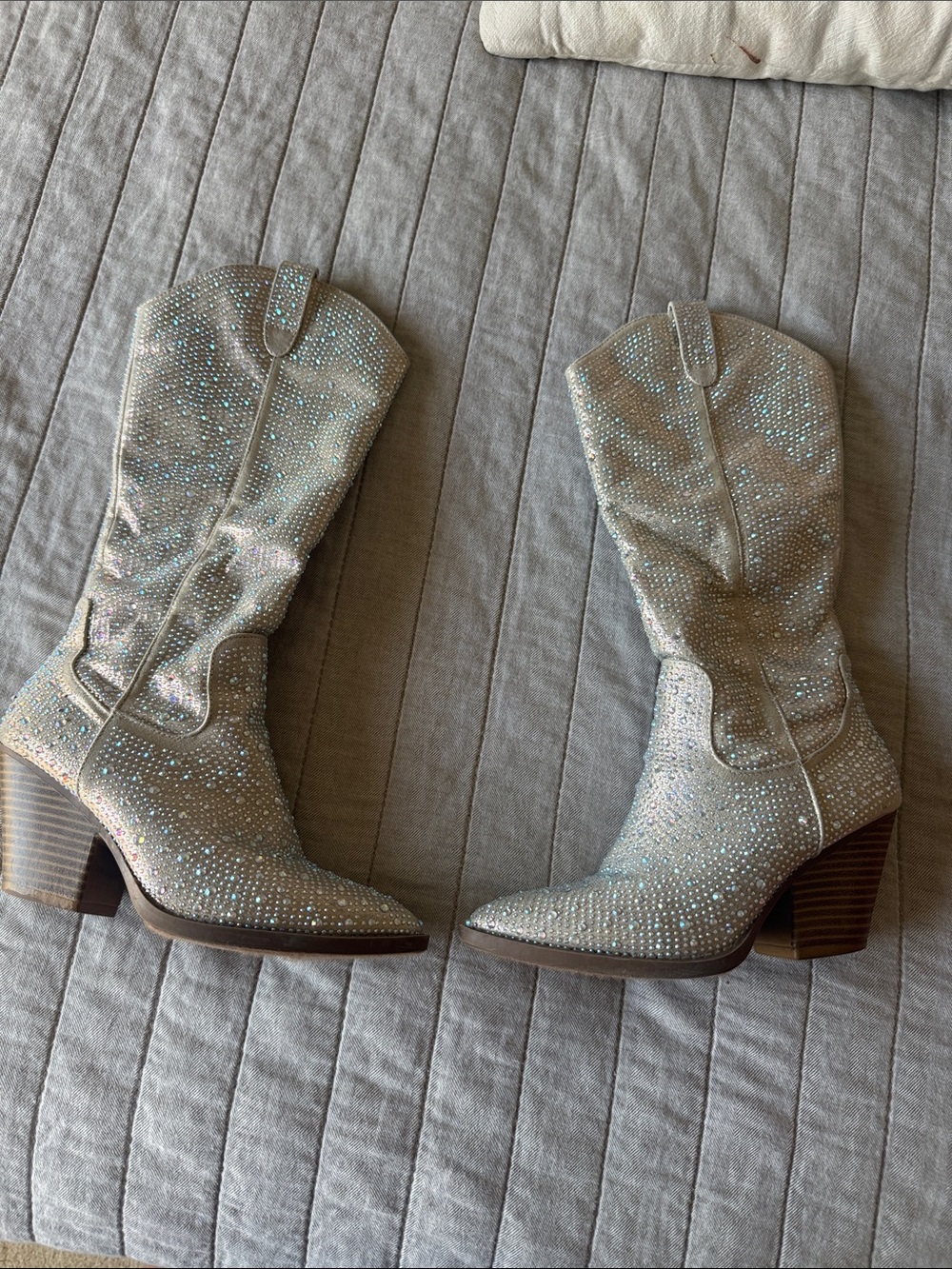 Sparkle Western Mid-Calf Boots - Silver